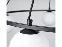 Sollux Lighting Candelabros Zynfi moderno de acero/vidrio - 5 fuentes luminosas 3000K - L.80 x A.98 cm - Negro Hot