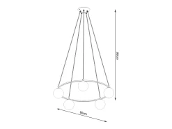 Sollux Lighting Candelabros Zynfi moderno de acero/vidrio - 5 fuentes luminosas 3000K - L.80 x A.98 cm - Negro Hot