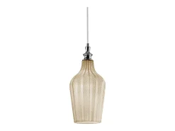 Lámpara Suspendida-Cleofe - Lámpara colgante de cristal transparente ocre y cromo - Casquillo 1XE27, estilo vintage, IP20, 1XE27 máx 1X60W, d.18cm, bombillas excluidas Amarillo