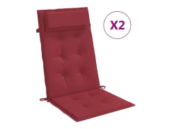 Clicnbuy Cojines de silla con respaldo alto 2 unidades tela Oxford tinto Rojo Hot