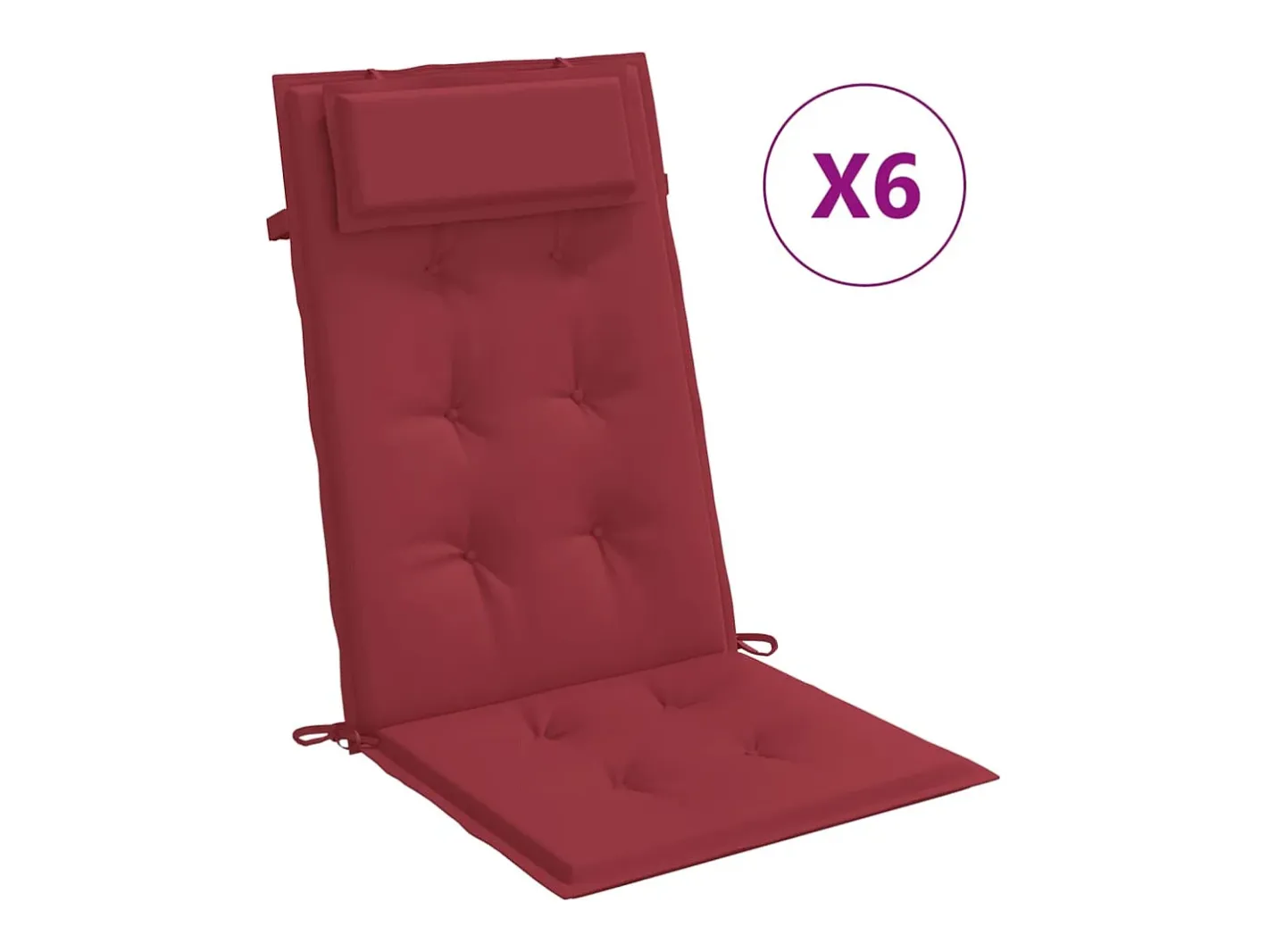 Clicnbuy Ropa De Casa-Cojines de silla con respaldo alto 6 unidades tela Oxford tinto Rojo