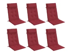 Clicnbuy Ropa De Casa-Cojines de silla con respaldo alto 6 unidades tela Oxford tinto Rojo