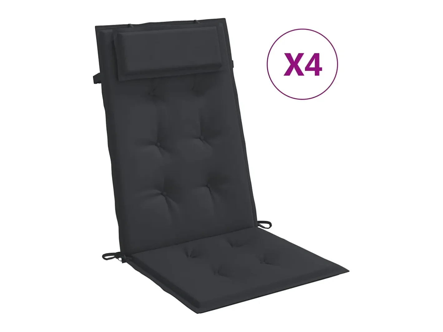 Best Clicnbuy Cojines de silla con respaldo alto 4 unidades tela Oxford Negro