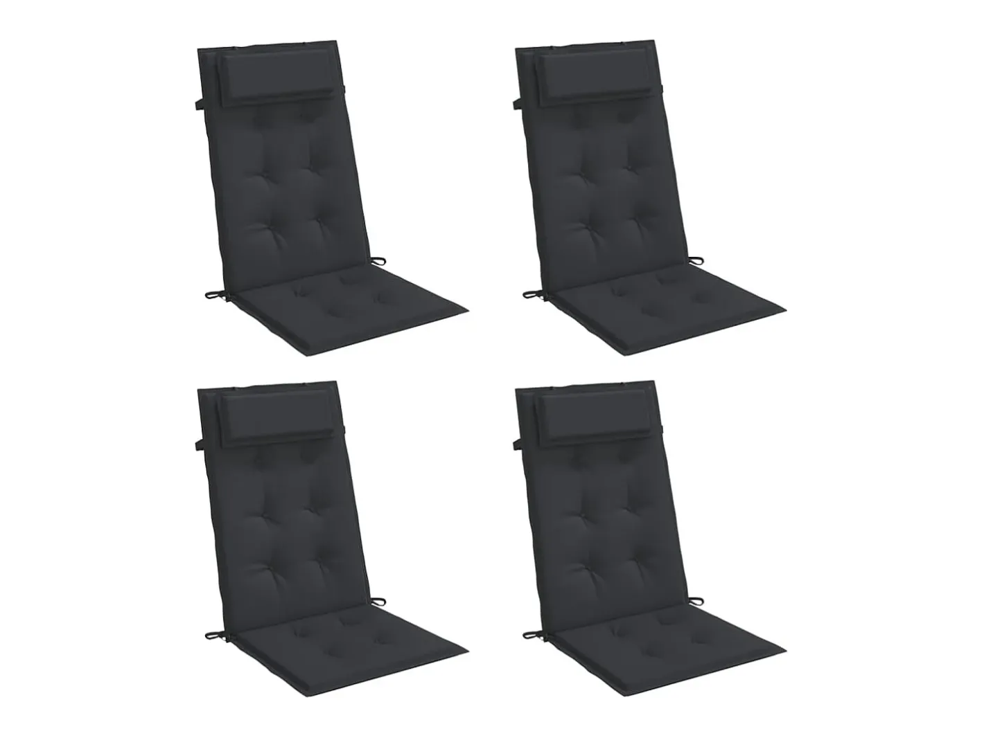 Best Clicnbuy Cojines de silla con respaldo alto 4 unidades tela Oxford Negro