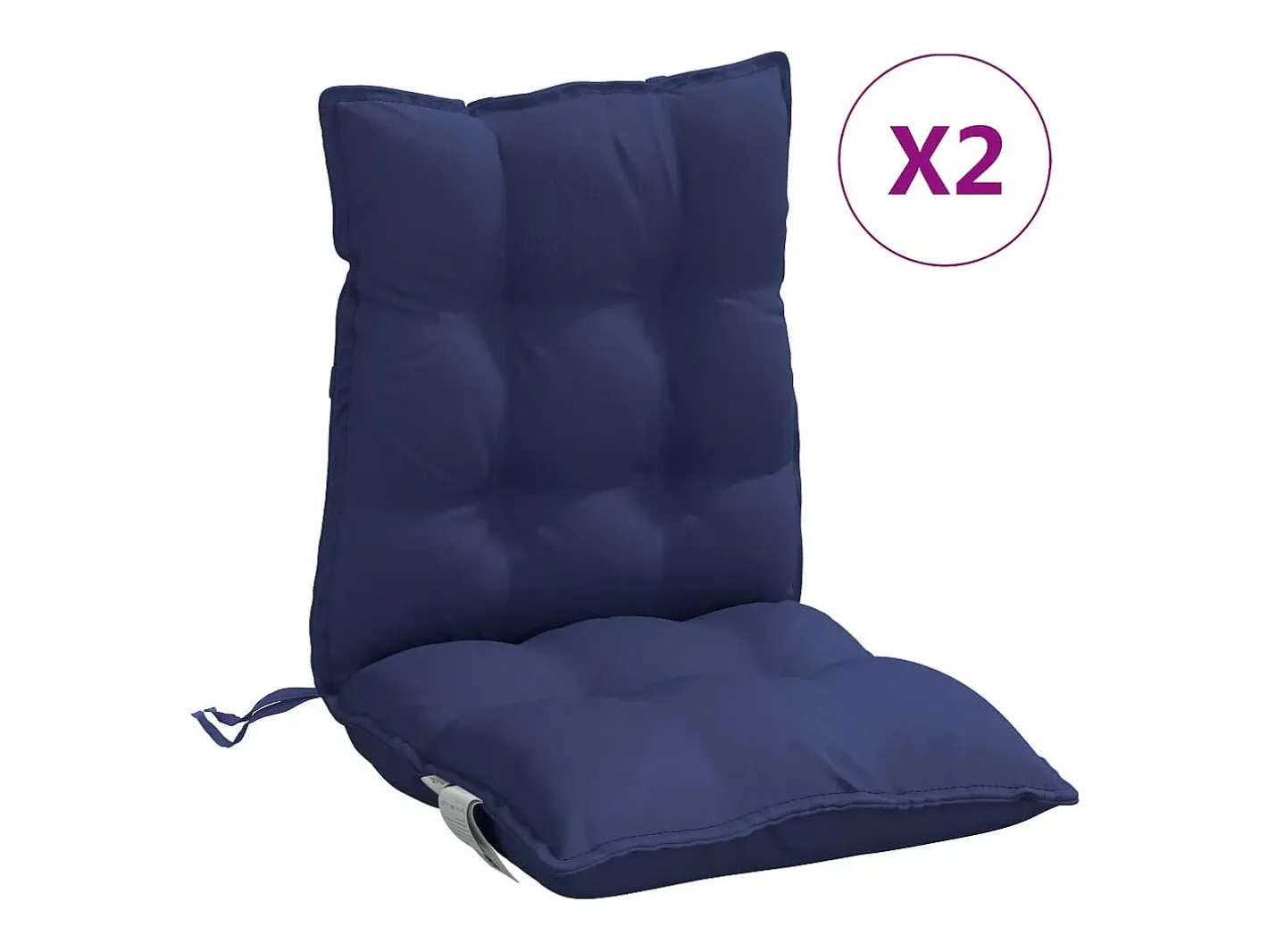 Clicnbuy Ropa De Casa-Cojines de silla de respaldo bajo 2 unidades tela marino Azul