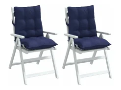 Clicnbuy Ropa De Casa-Cojines de silla de respaldo bajo 2 unidades tela marino Azul