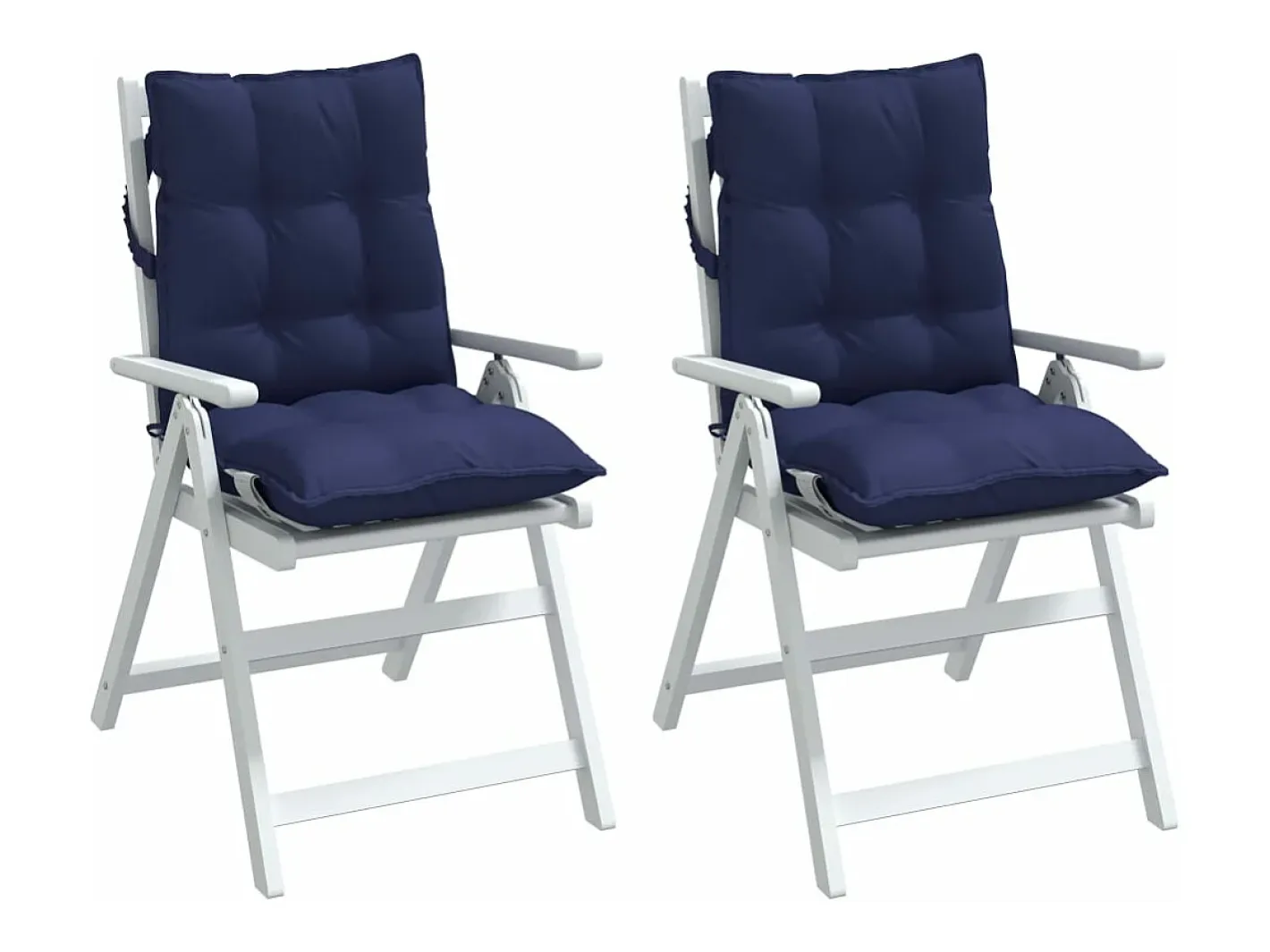 Clicnbuy Ropa De Casa-Cojines de silla de respaldo bajo 2 unidades tela marino Azul