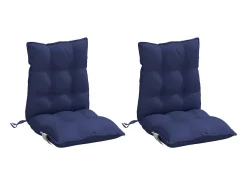 Clicnbuy Ropa De Casa-Cojines de silla de respaldo bajo 2 unidades tela marino Azul