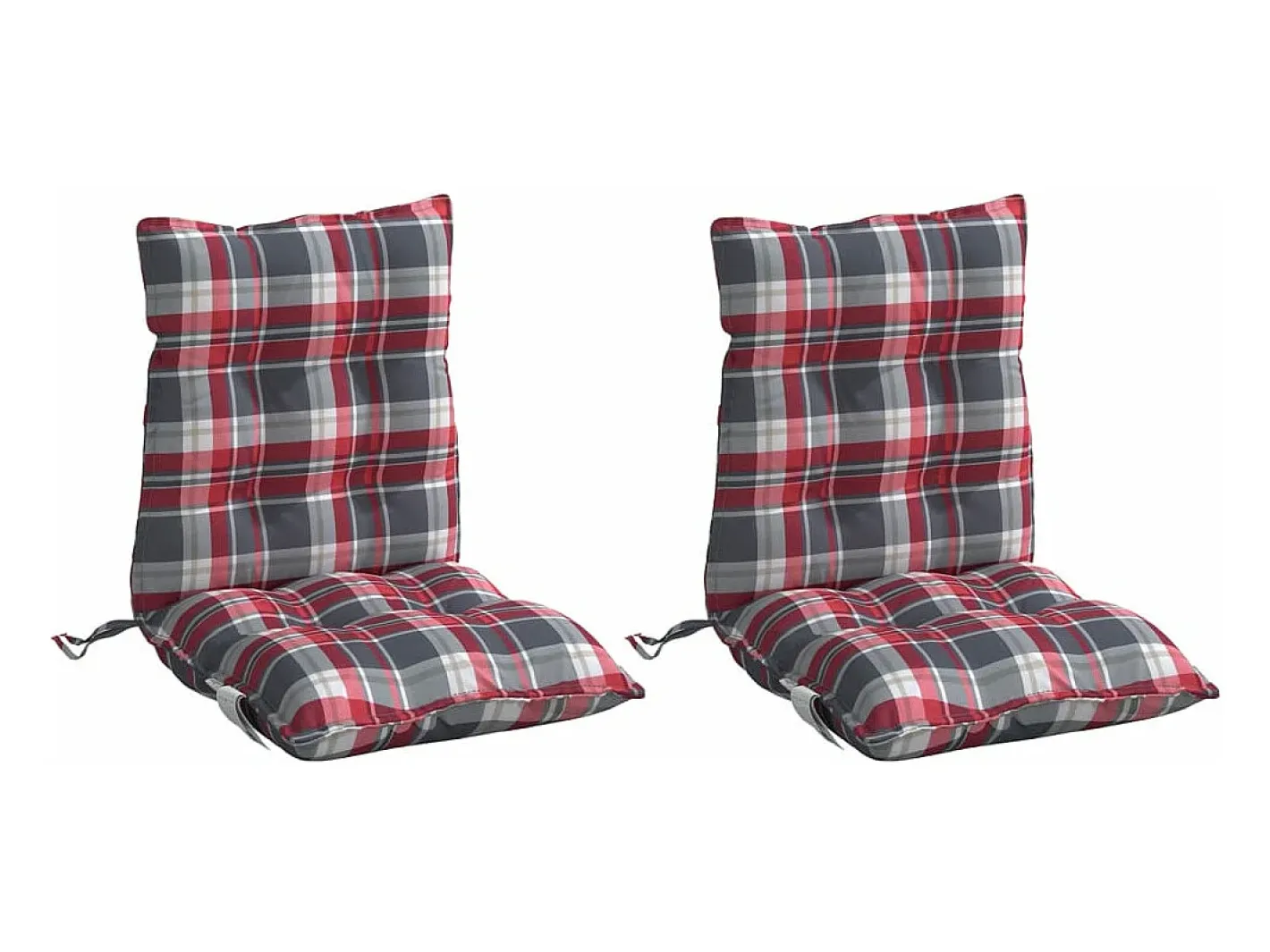 Clicnbuy Ropa De Casa-Cojines de silla de respaldo bajo 2 unidades tela de cuadros Multicolor