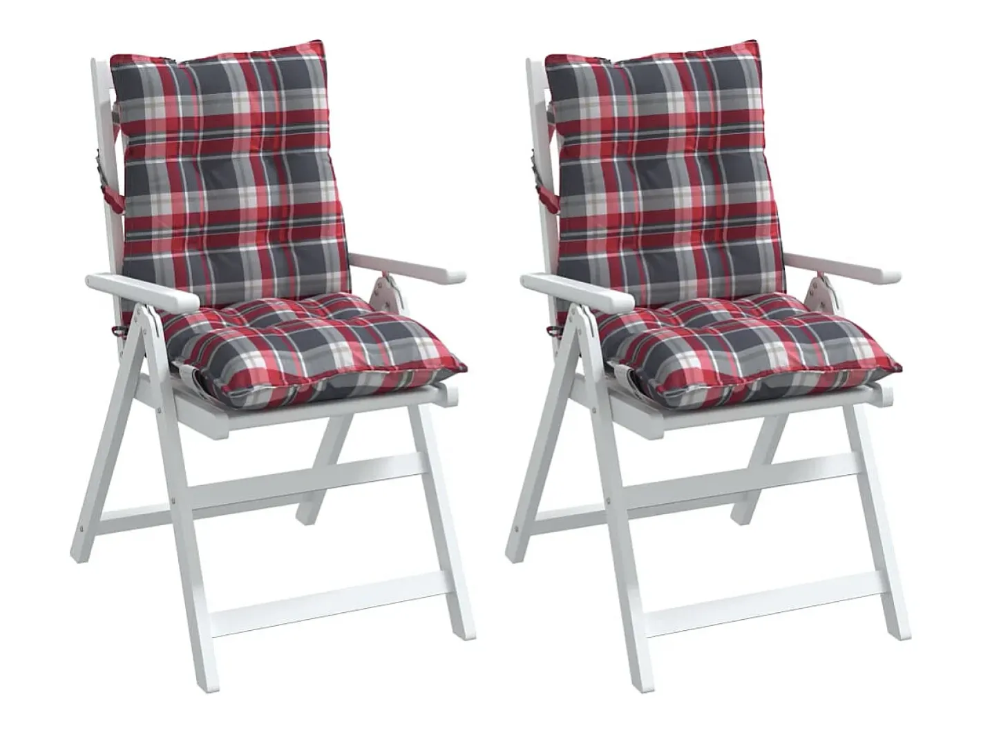 Clicnbuy Ropa De Casa-Cojines de silla de respaldo bajo 2 unidades tela de cuadros Multicolor