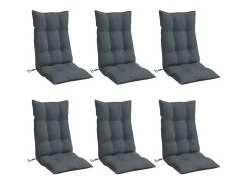 Clicnbuy Ropa De Casa-Cojines de silla respaldo alto 6 unidades tela Oxford Gris antracita