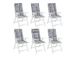 Discount Clicnbuy Cojines de silla respaldo alto 6 unidades tela Oxford a cuadros Gris