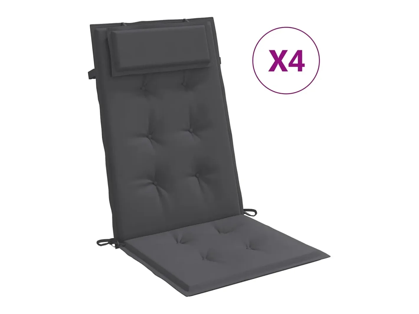 Clicnbuy Cojines de silla respaldo alto 4 unidades tela Oxford Gris antracita
