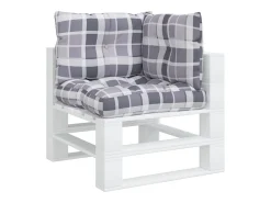 Clicnbuy Ropa De Casa-Cojines para palets 3 unidades tela a cuadros gris Multicolor