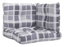 Clicnbuy Ropa De Casa-Cojines para palets 3 unidades tela a cuadros gris Multicolor