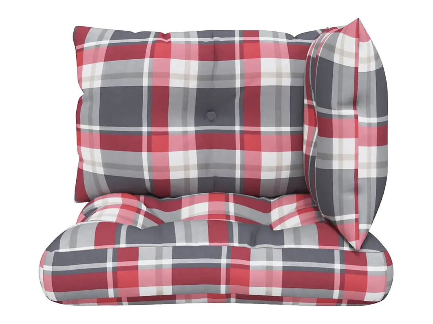 Clicnbuy Ropa De Casa-Cojines para palets 3 unidades tela a cuadros rojos Multicolor