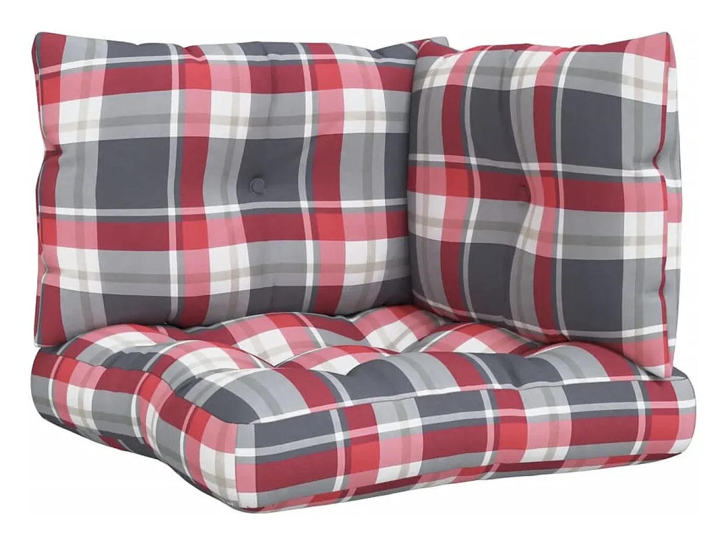 Clicnbuy Ropa De Casa-Cojines para palets 3 unidades tela a cuadros rojos Multicolor