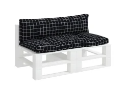 Ropa De Casa-Cojines para palés 2 piezas tela Oxford a cuadros s ES794446 Negro