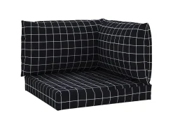 Ropa De Casa-Cojines para palés 3 piezas tela Oxford a cuadros s ES923432 Negro