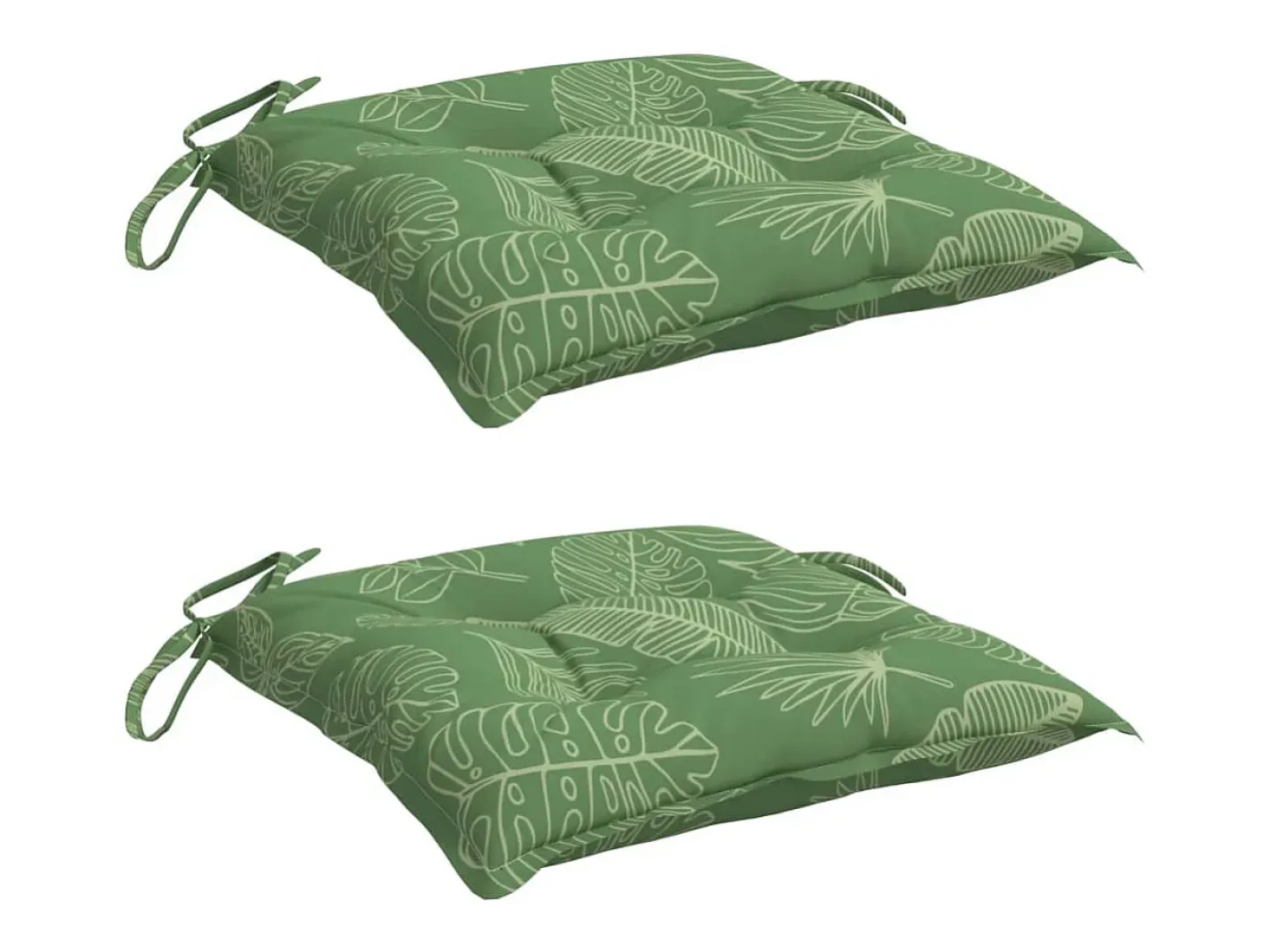Clicnbuy Ropa De Casa-Cojines para silla 2 unidades tela estampado de hojas 50x50x7 cm Verde