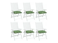 Clicnbuy Cojines para silla 6 unidades tela estampado de hojas 50x50x7 cm Verde Sale
