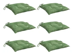 Clicnbuy Cojines para silla 6 unidades tela estampado de hojas 50x50x7 cm Verde Sale