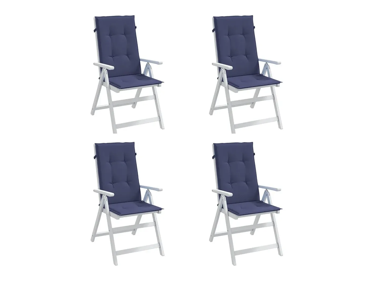 Clicnbuy Cojines para silla con respaldo alto 4 unidades tela marino Azul