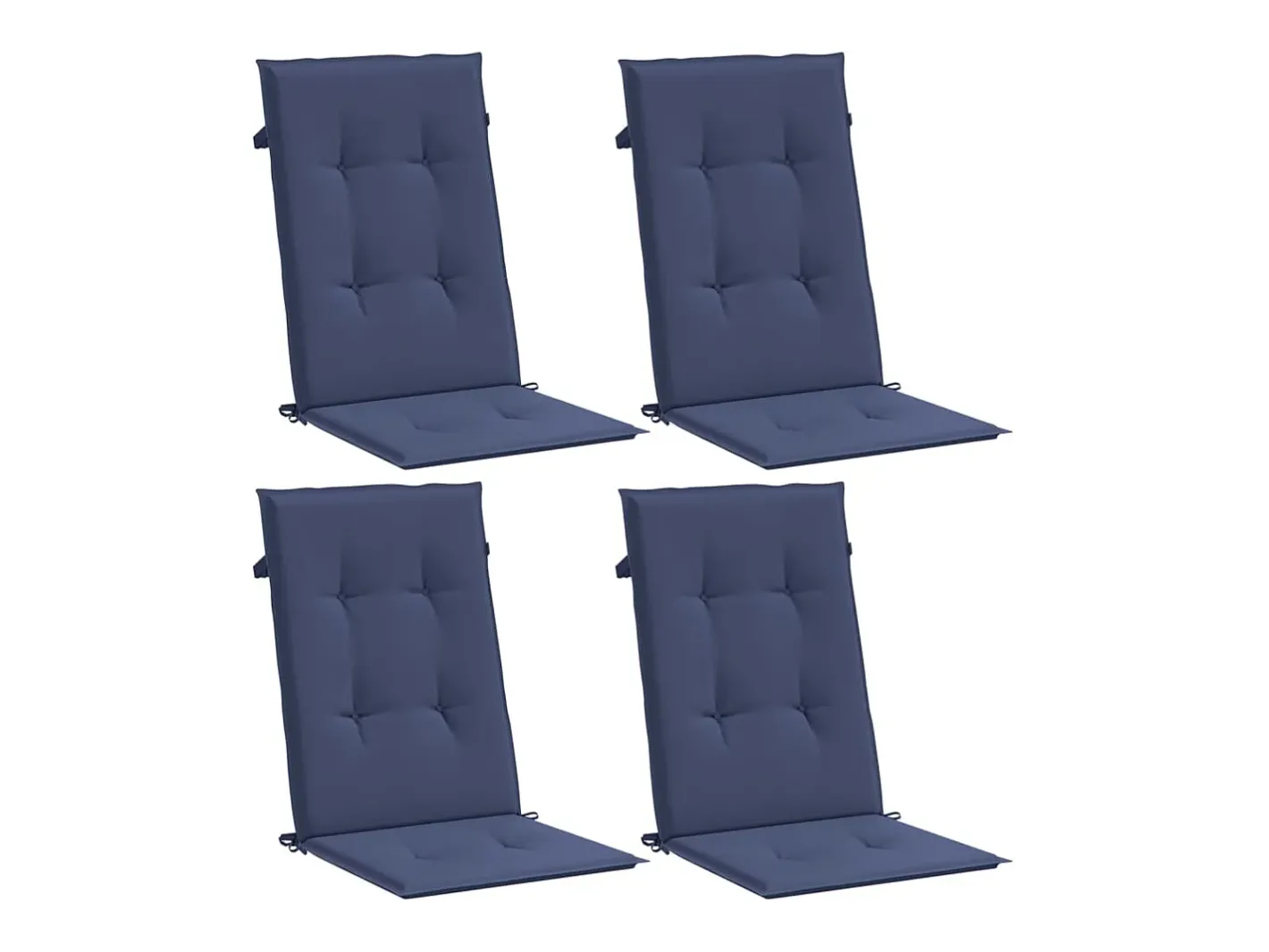 Clicnbuy Cojines para silla con respaldo alto 4 unidades tela marino Azul