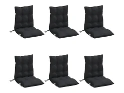 Clicnbuy Ropa De Casa-Cojines para silla con respaldo bajo 6 unidades tela Oxford Negro