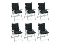 Clicnbuy Ropa De Casa-Cojines para silla con respaldo bajo 6 unidades tela Oxford Negro