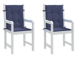 Clicnbuy Ropa De Casa-Cojines para silla con respaldo bajo 2 unidades tela marino Azul