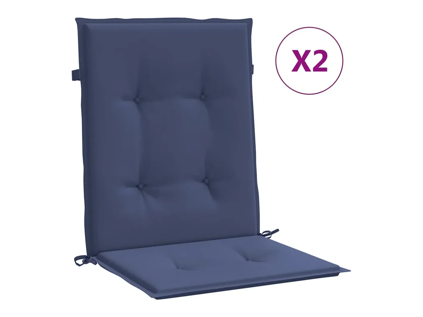 Clicnbuy Ropa De Casa-Cojines para silla con respaldo bajo 2 unidades tela marino Azul