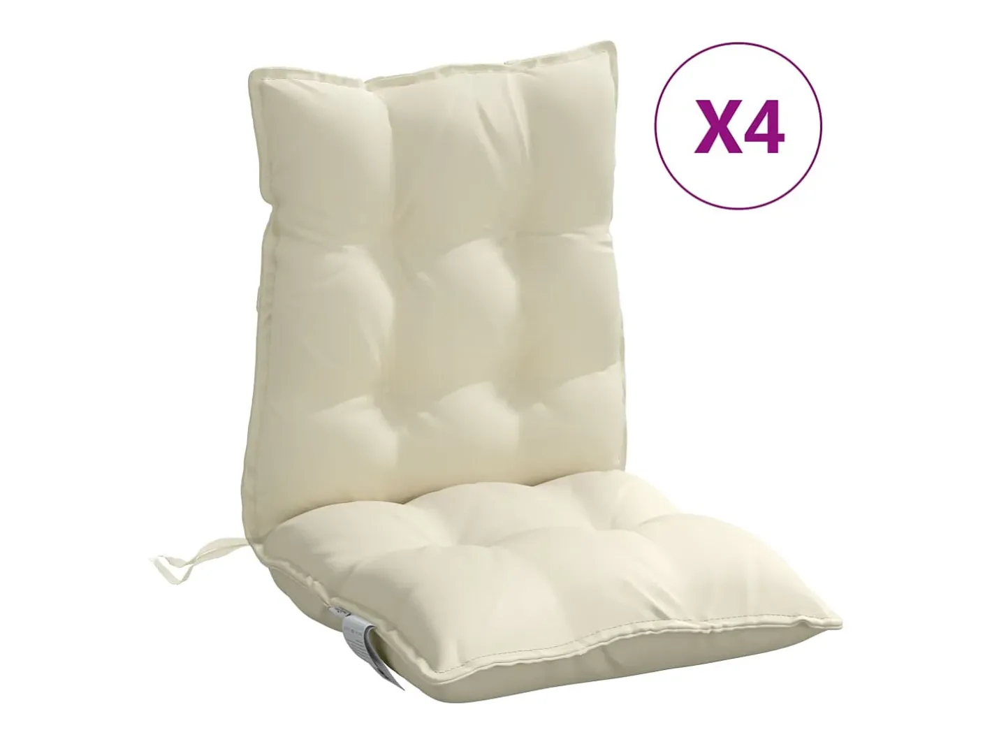 Best Clicnbuy Cojines para silla con respaldo bajo 4 unidades tela Oxford Crema