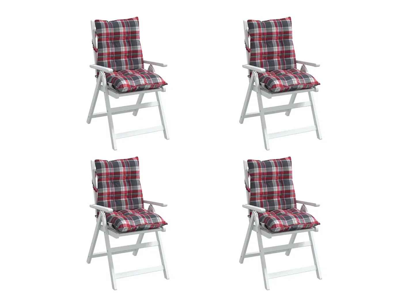 Clicnbuy Cojines para silla respaldo bajo 4 unidades tela Oxford cuadros rojo Multicolor Best