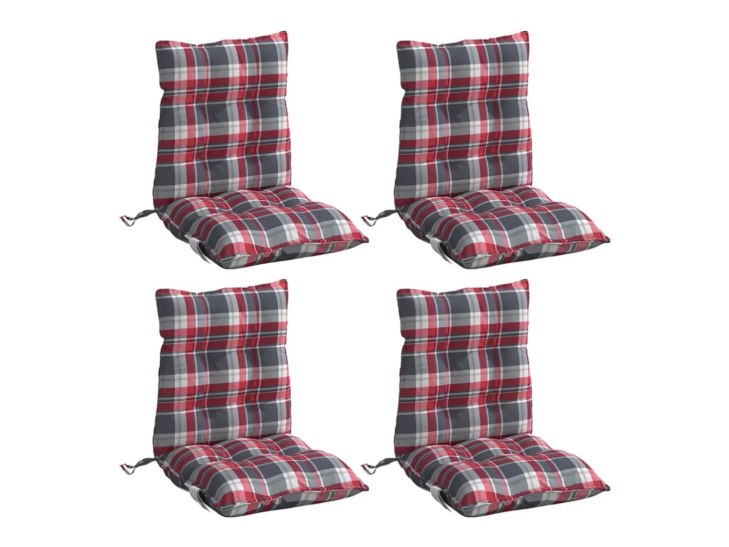 Clicnbuy Cojines para silla respaldo bajo 4 unidades tela Oxford cuadros rojo Multicolor Best