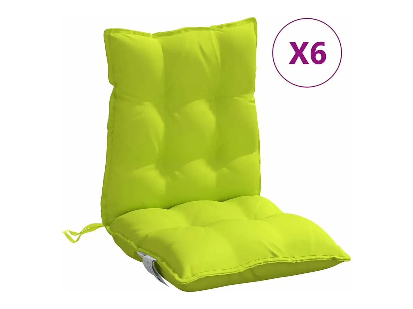 New Clicnbuy Cojines para silla respaldo bajo 6 unidades tela Oxford brillo Verde