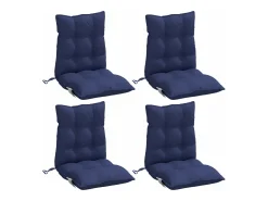 Clicnbuy Ropa De Casa-Cojines para silla respaldo bajo 4 unidades tela Oxford marino Azul