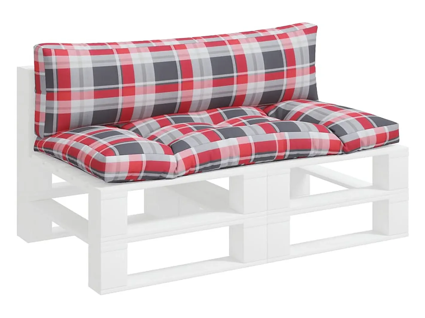 Clicnbuy Cojines para sofá de palets 2 unidades tela cuadros rojo Multicolor