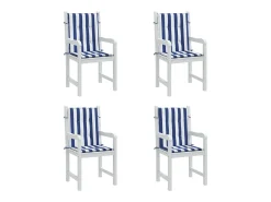 Clicnbuy Ropa De Casa-Cojines silla de respaldo bajo 4 unidades tela a rayas azul y blanco Multicolor