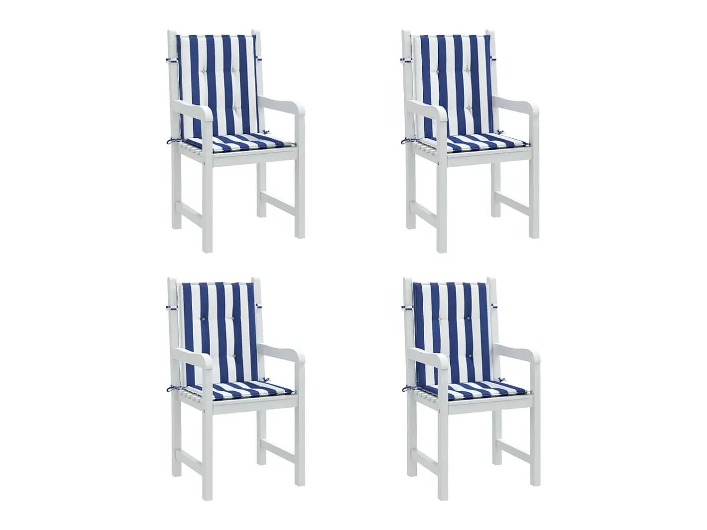 Clicnbuy Ropa De Casa-Cojines silla de respaldo bajo 4 unidades tela a rayas azul y blanco Multicolor
