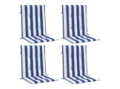 Clicnbuy Ropa De Casa-Cojines silla de respaldo bajo 4 unidades tela a rayas azul y blanco Multicolor