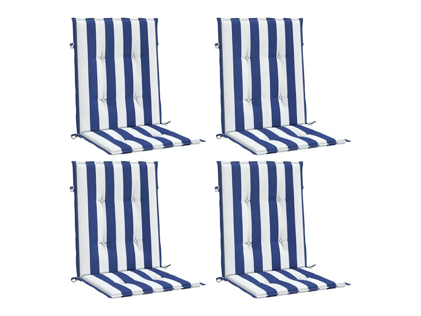 Clicnbuy Ropa De Casa-Cojines silla de respaldo bajo 4 unidades tela a rayas azul y blanco Multicolor