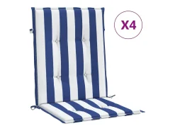 Clicnbuy Ropa De Casa-Cojines silla de respaldo bajo 4 unidades tela a rayas azul y blanco Multicolor
