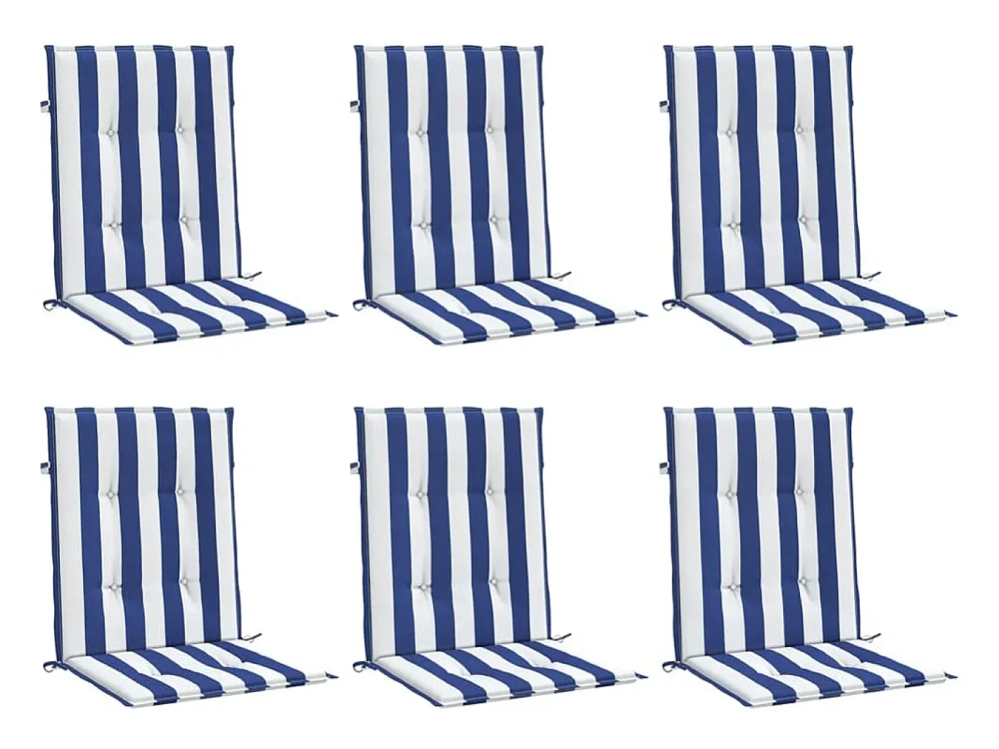 Discount Clicnbuy Cojines silla de respaldo bajo 6 unidades tela a rayas azul y blanco Multicolor
