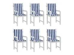 Discount Clicnbuy Cojines silla de respaldo bajo 6 unidades tela a rayas azul y blanco Multicolor