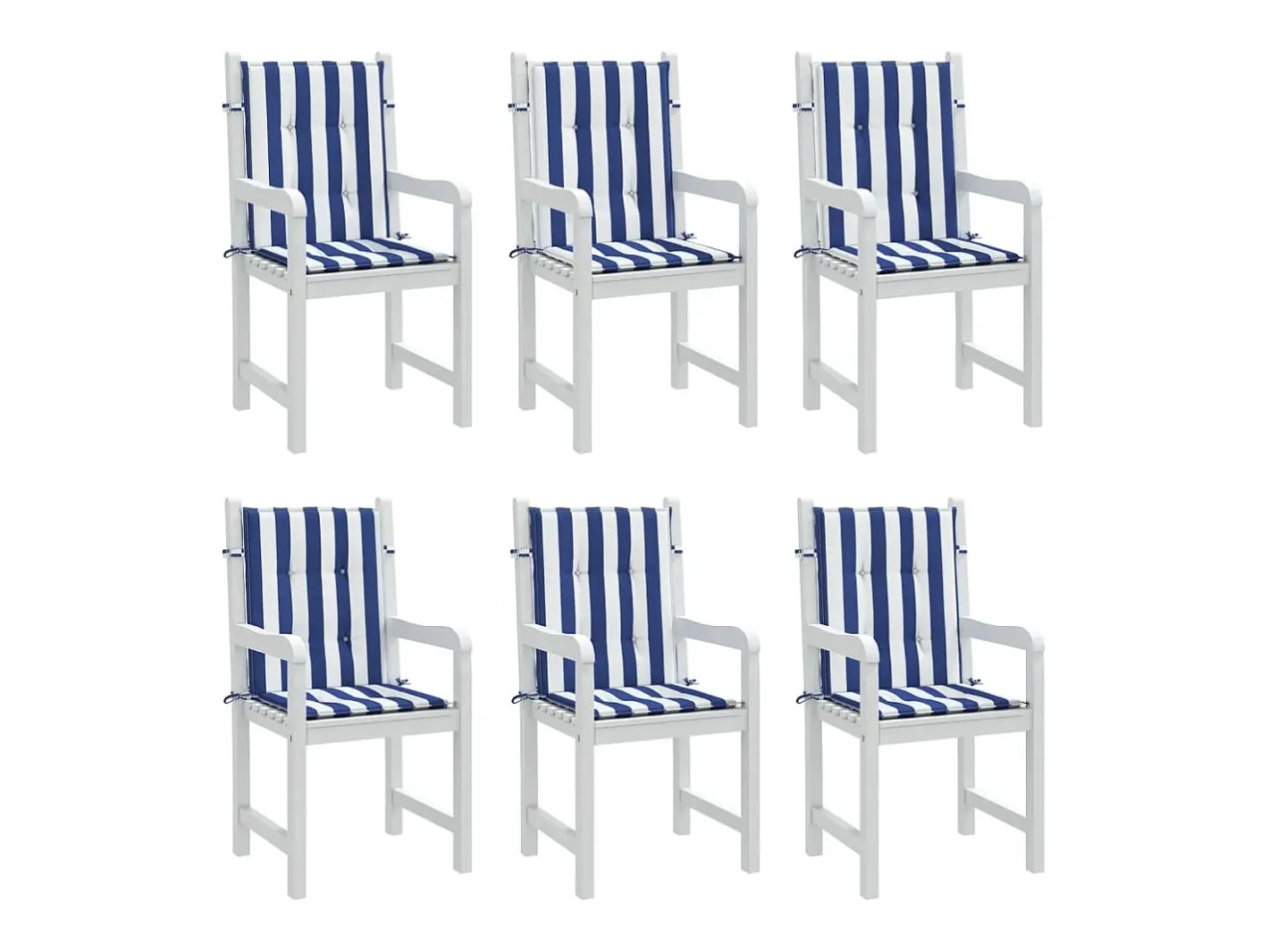 Discount Clicnbuy Cojines silla de respaldo bajo 6 unidades tela a rayas azul y blanco Multicolor