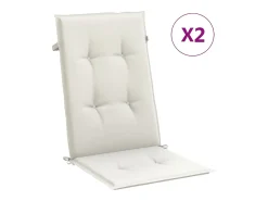 Clicnbuy Cojines silla respaldo alto 2 unidades tela melange 120x50x4cm Crema