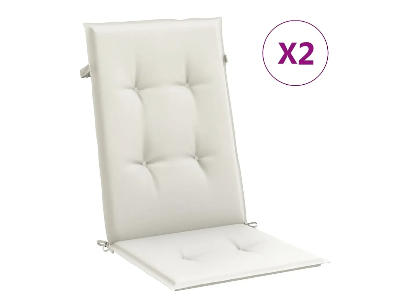Clicnbuy Cojines silla respaldo alto 2 unidades tela melange 120x50x4cm Crema