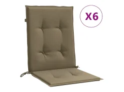 Clicnbuy Ropa De Casa-Cojines silla respaldo bajo 6 ud tela taupe melange 100x50x4 cm Topo