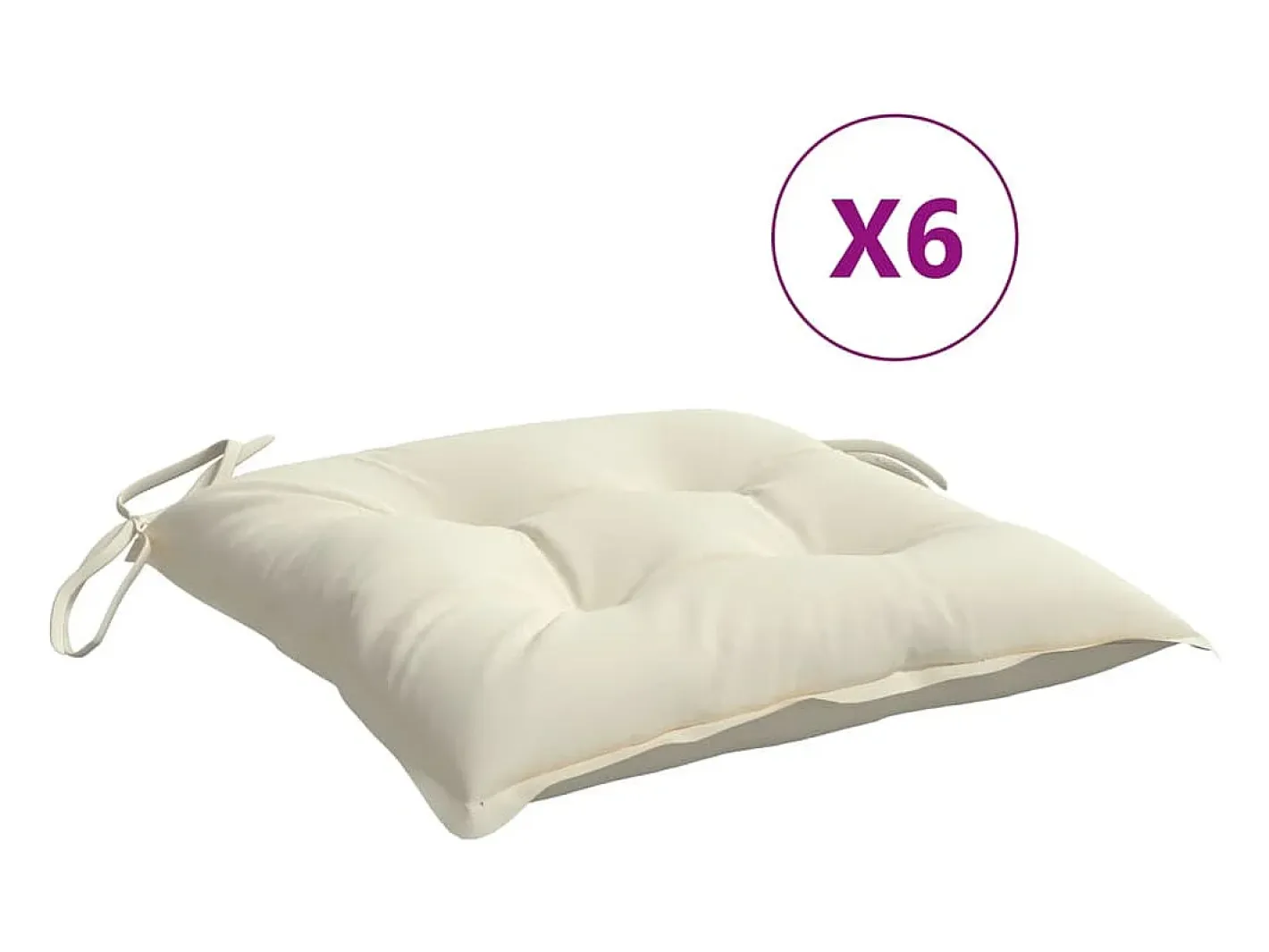 Clicnbuy Ropa De Casa-Cojines sillas de jardín 6 unidades tela Oxford 50x50x7 cm Crema